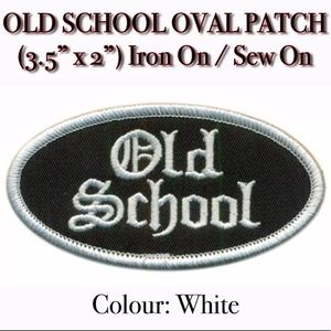 Old School Oval Patch IRON ON - SEW ON BLK/WHITE